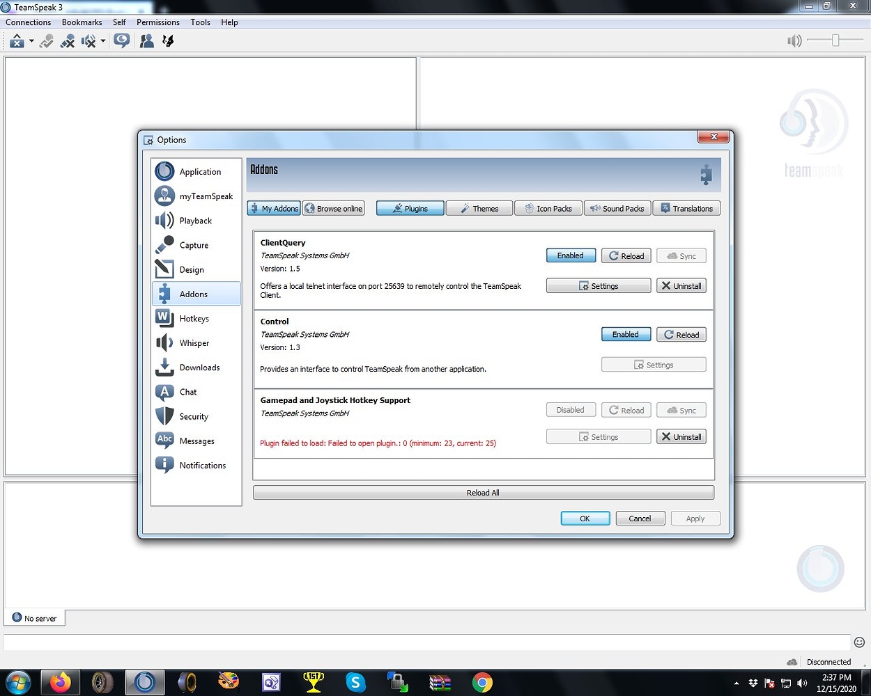 Hotkey on Gamepad/Joystick/Steering Wheel can not be set TeamSpeak 3