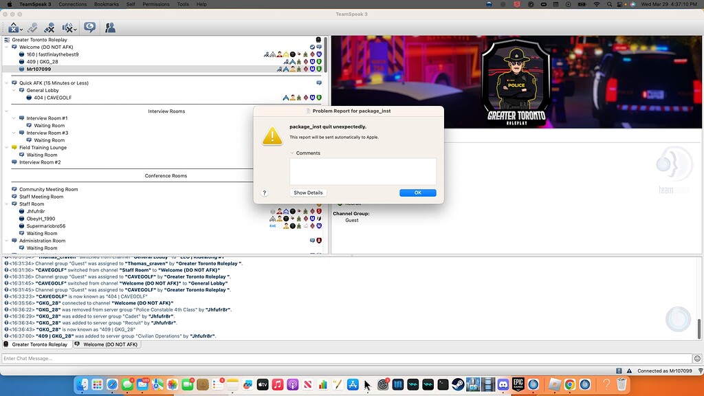 File Package_inst Crashes upon loading on M1 Mac - TeamSpeak 3 Client ...