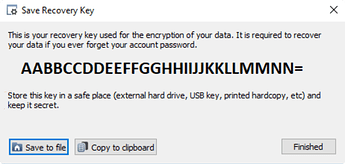 TS3 Kurtarma Anahtarı kaydetme penceresi